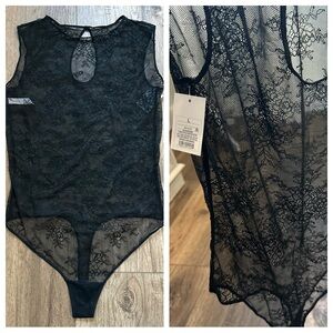NWT! Auden Women’s Lace Lingerie Bodysuit, Black, Dark Romantic, Sexy, L